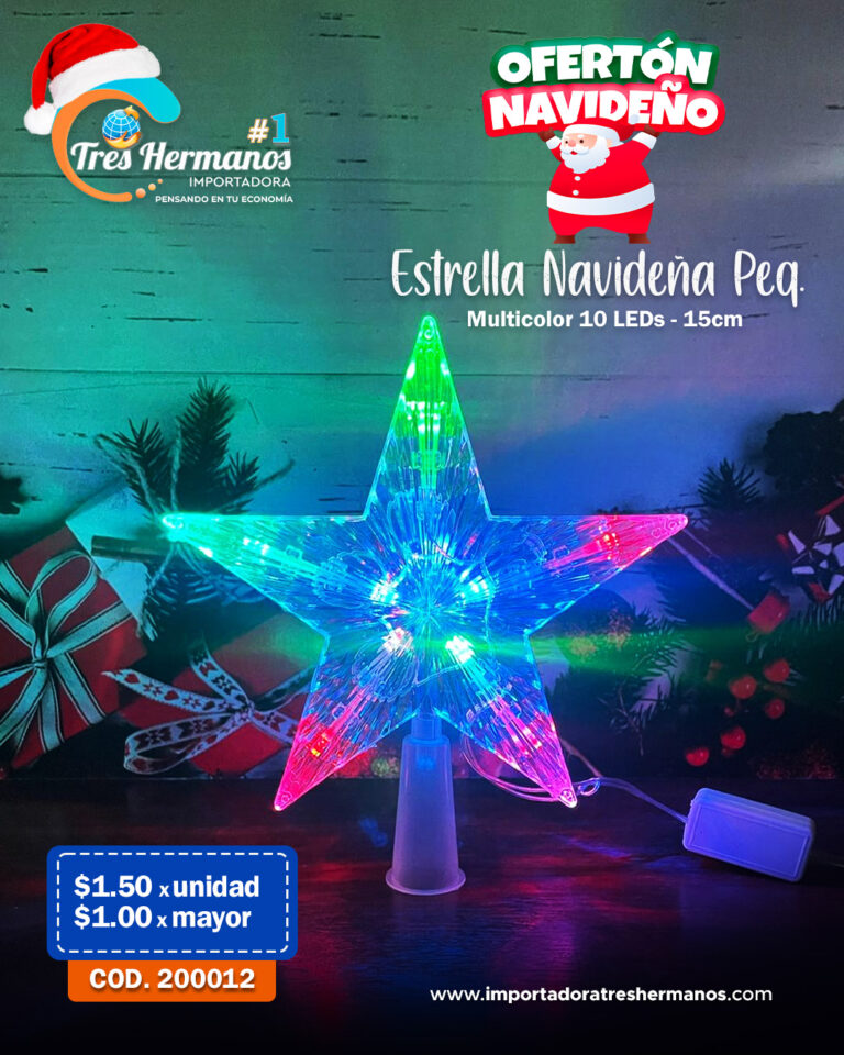 200012 ESTRELLA PUNTA ARBOL PEQUEÑA MULTICOLOR 10L 5013LED