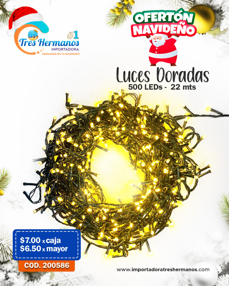 200586 LUCES NAVIDAD LED 500L DORADO C VR 22MT (BX24) REF.YM20296N