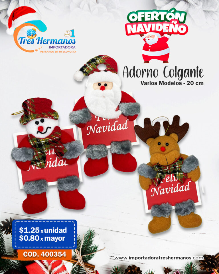 400354 ADORNO COLGANTE PAPA NOEL FELIZ NAV 20CM HXT035 BX240