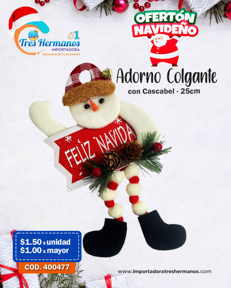 400477 ADORNOR COLGANTE PAPA NOEL C CASCABEL 25CM HXT047 BX240 2